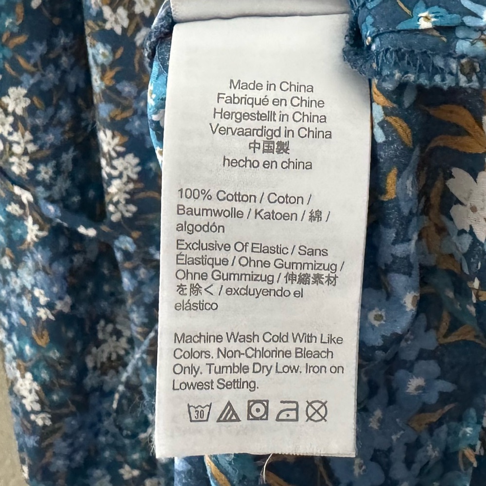 J. Crew Smocked Puff Sleeve Midi Dress XS Liberty Fabric Blue Floral Cottagecore - Picture 15 of 16